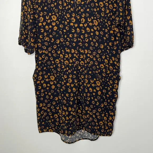 Whistles Lola Cheetah Print Shirt Dress Small Black Brown Animal Print Neutral - Picture 7 of 15